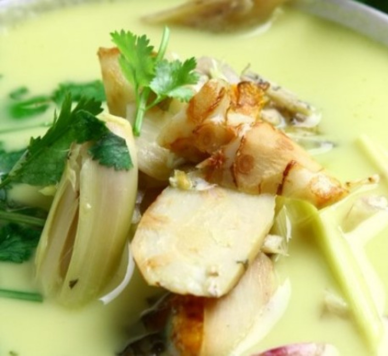 Tom Kati Pla-Chon (Coconut Soup with Snake Head Fish)